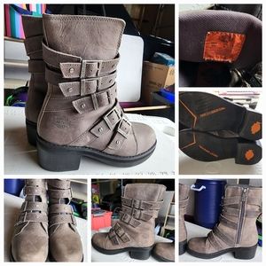 Women's grey Harley-Davidson® Womens Marston Multi Buckle Grey Leather Mid Cut B